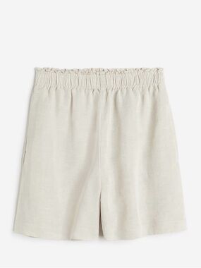 H&M Cream Linen-Blend Elastic-Waist Women’s Shorts